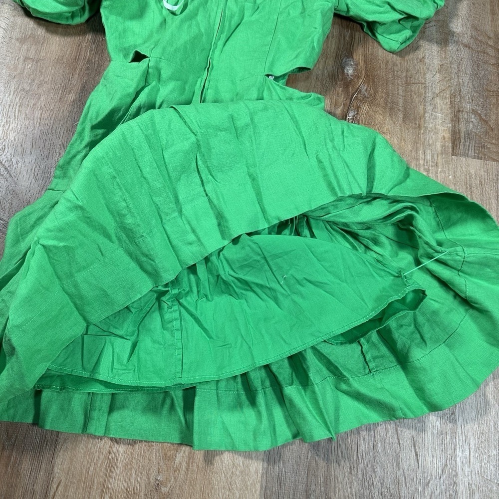 NWT Lilly Pulitzer Kylanne Balloon Sleeve Linen Size 00 Mini Dress Gecko Green - Picture 4 of 4